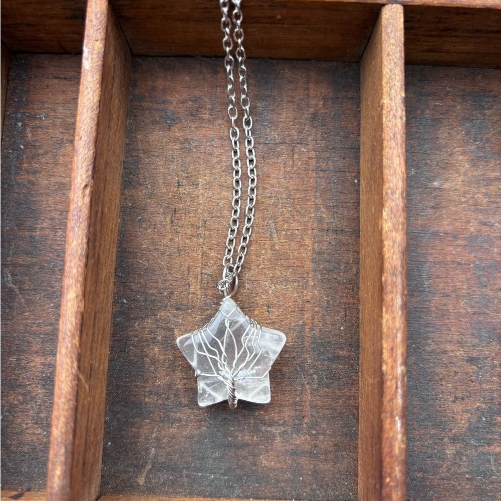 Quartz Crystal Star Tree of Life Necklace